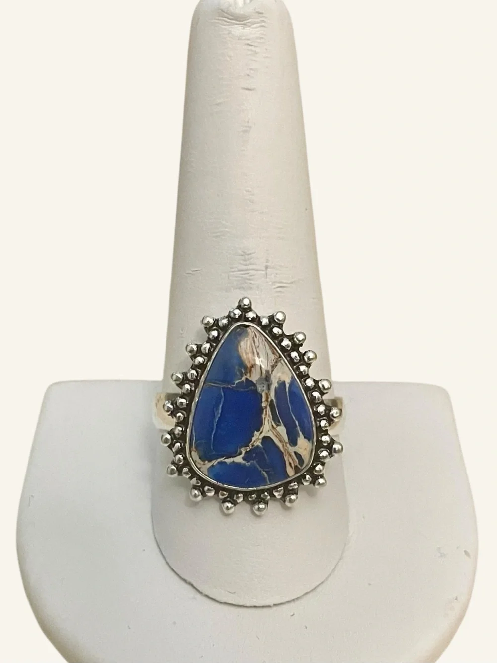 Blue Sea Sediment Jasper Gemstone Ring Size 11